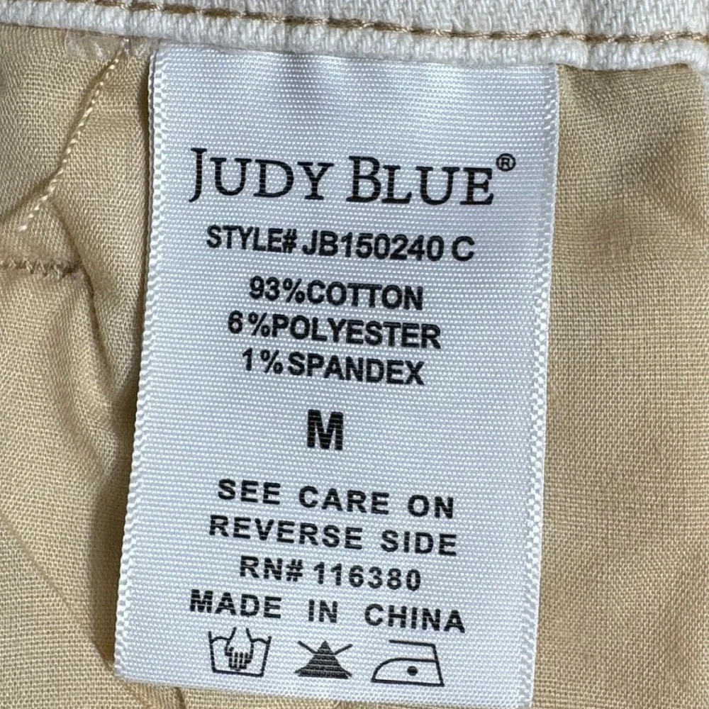 Judy Blue High Waist Garment Dyed Cutoff Shortalls‎ Ecru Denim Size M